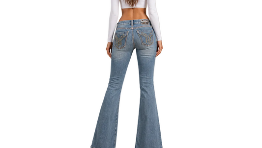 Vintage Y2K Studded Flared Jeans (M)
