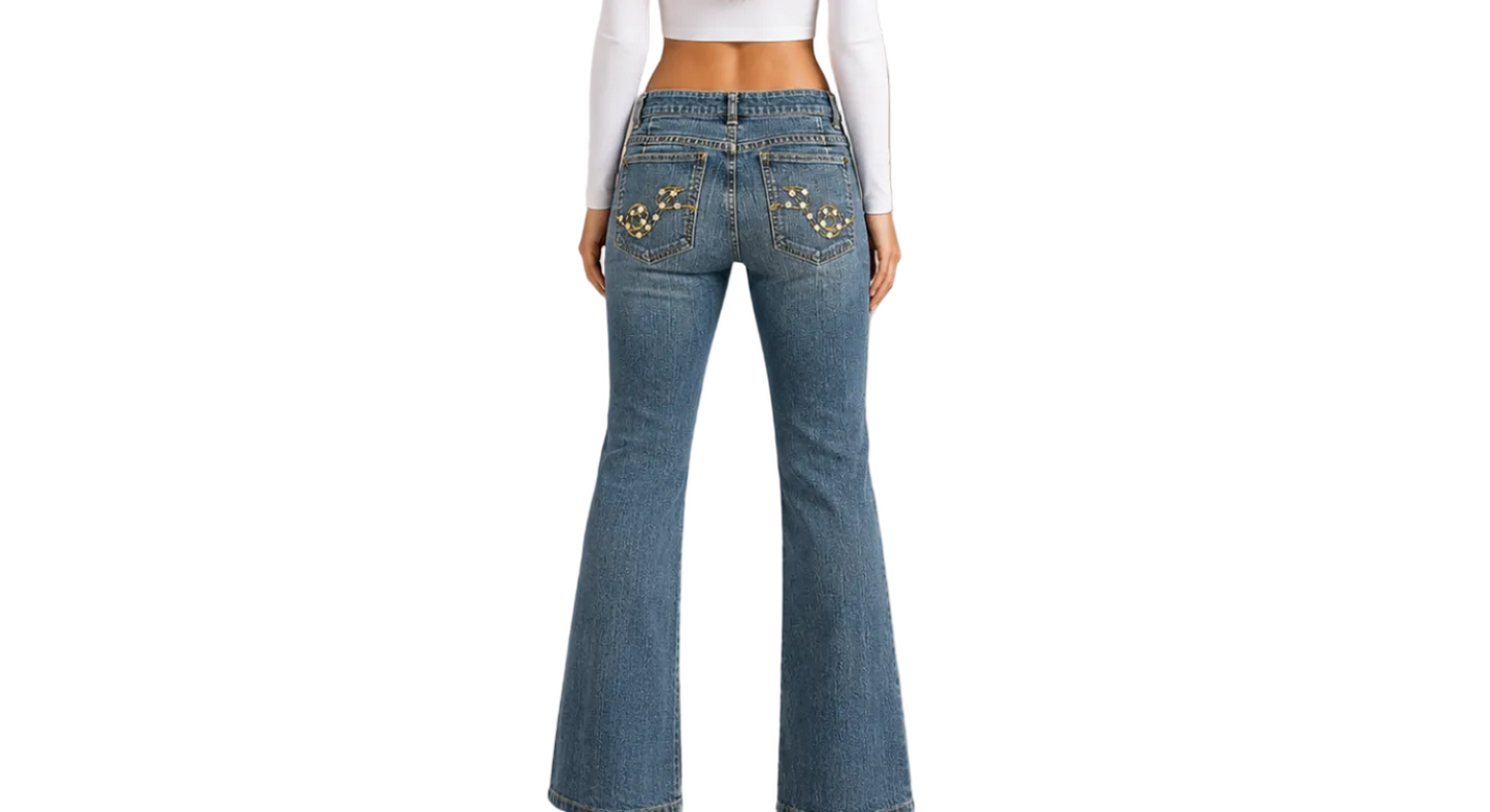 Vintage Y2K Strass Flared Jeans (S)