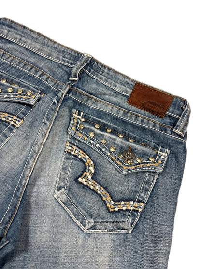 Vintage Flared Jeans mit Strass Taschen (M/L)
