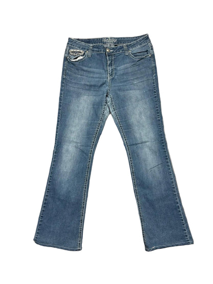Vintage Y2K Love Indigo Butterfly Flared Jeans (M)