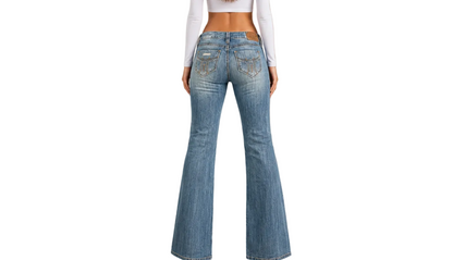 Vintage Flared Jeans mit Strass Details (M)