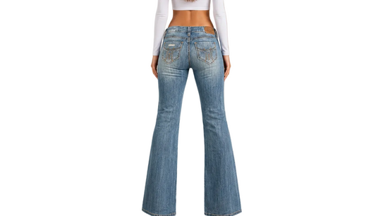Vintage Flared Jeans mit Strass Details (M)