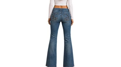 Vintage Y2K Studded Flared Bootcut Jeans (M)