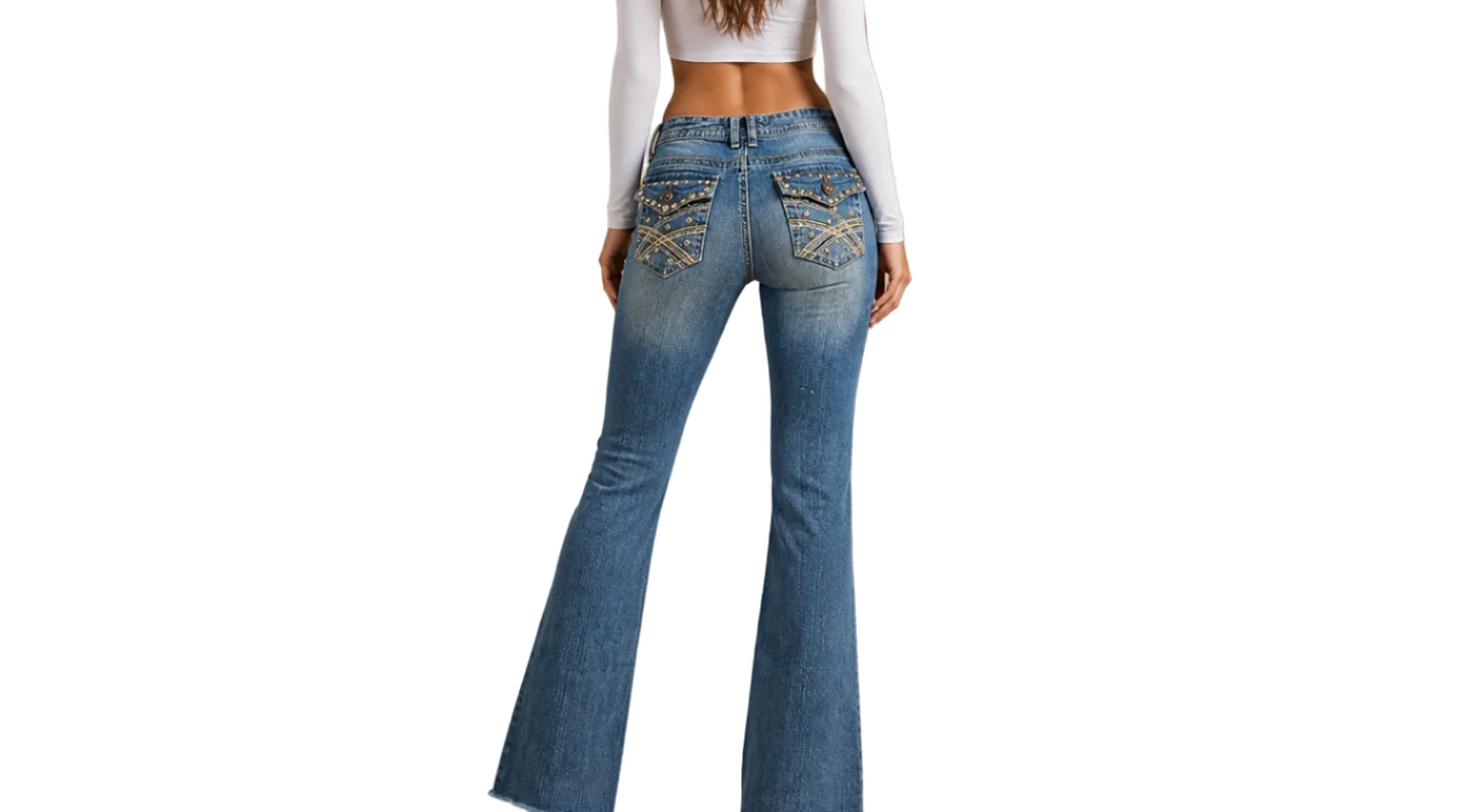 Vintage Y2K Strass Bootcut Jeans (M)