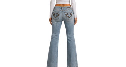 Vintage Y2K Rock Revival Style Flared Bootcut Jeans (M)