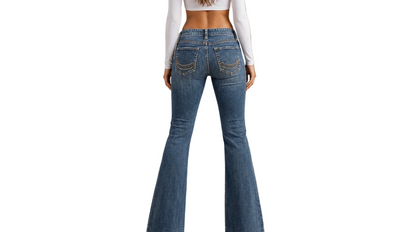Vintage Y2K Studded Flared Jeans (M)